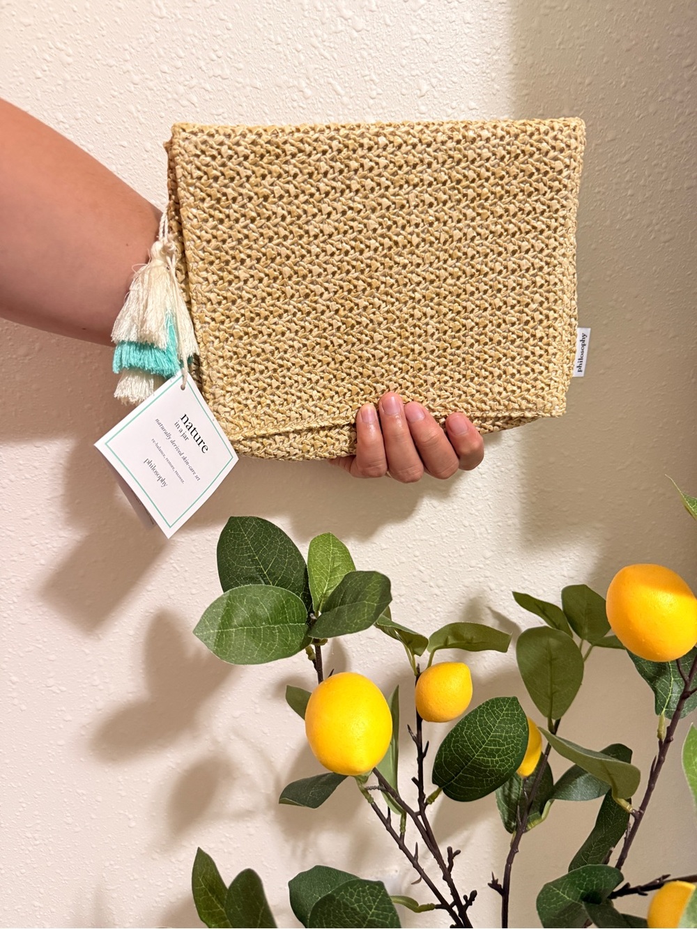 Philosophy Woven Clutch - Tan